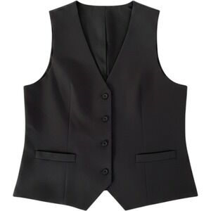 Affinity Apparel Womens Slate Black Tailored Button Front Vest Waistcoat Size 10